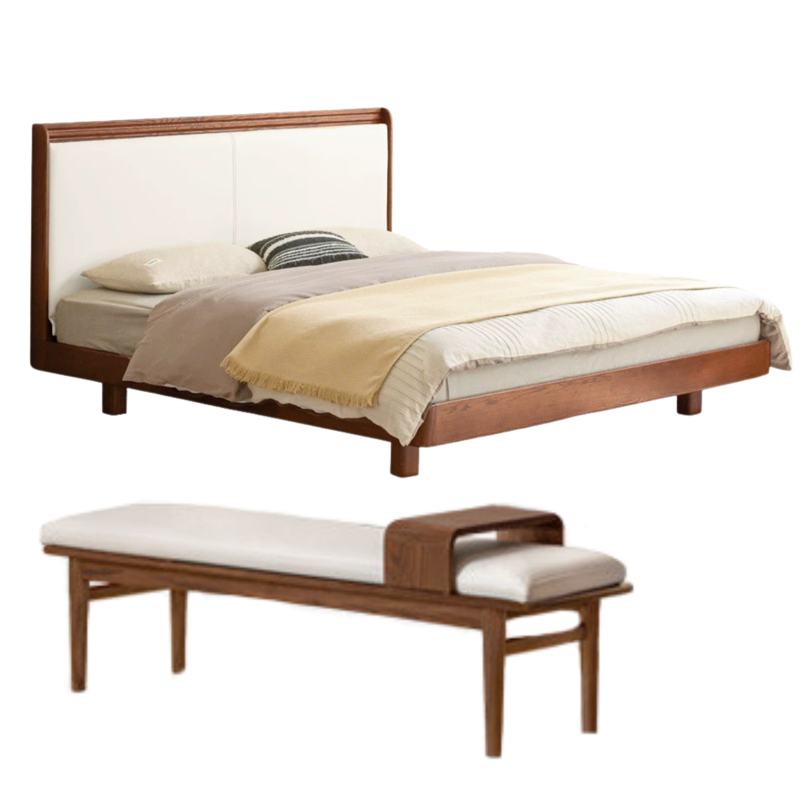 Oak Solid Wood Modern Simple Luminous Bed