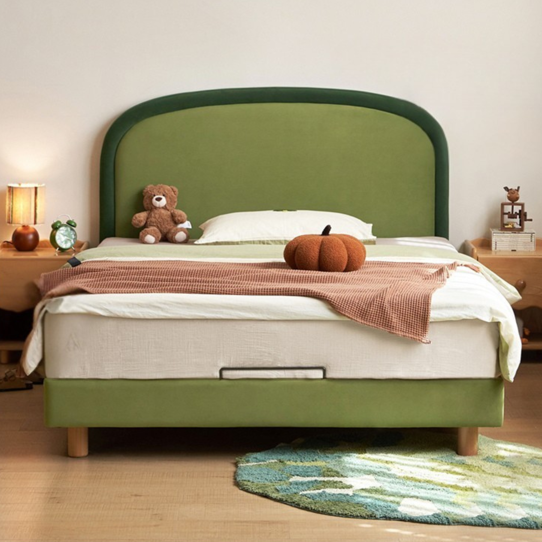 Fabric Children's Bed High Head Soft Bed