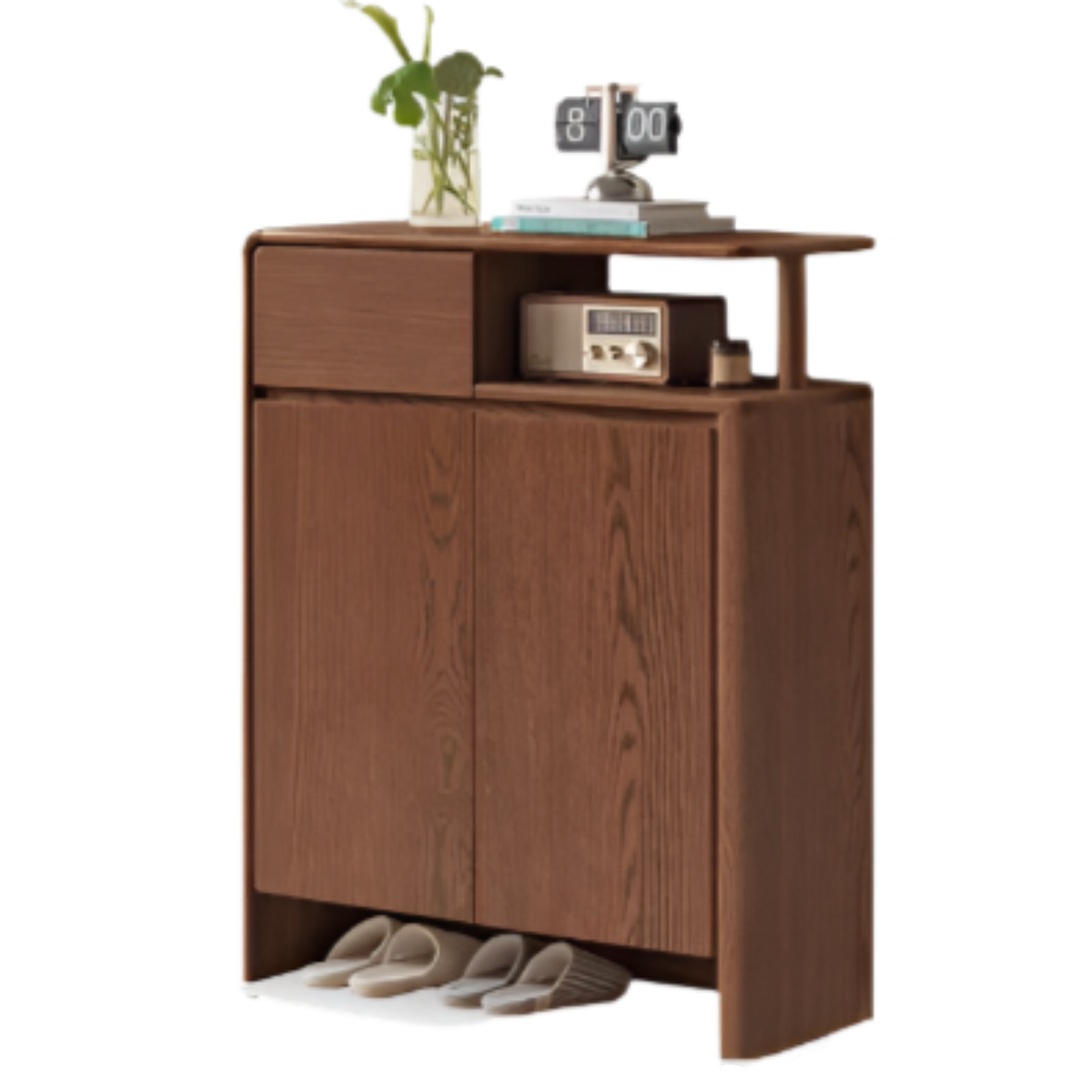 Oak Solid Wood Partition Shoe Cabinet