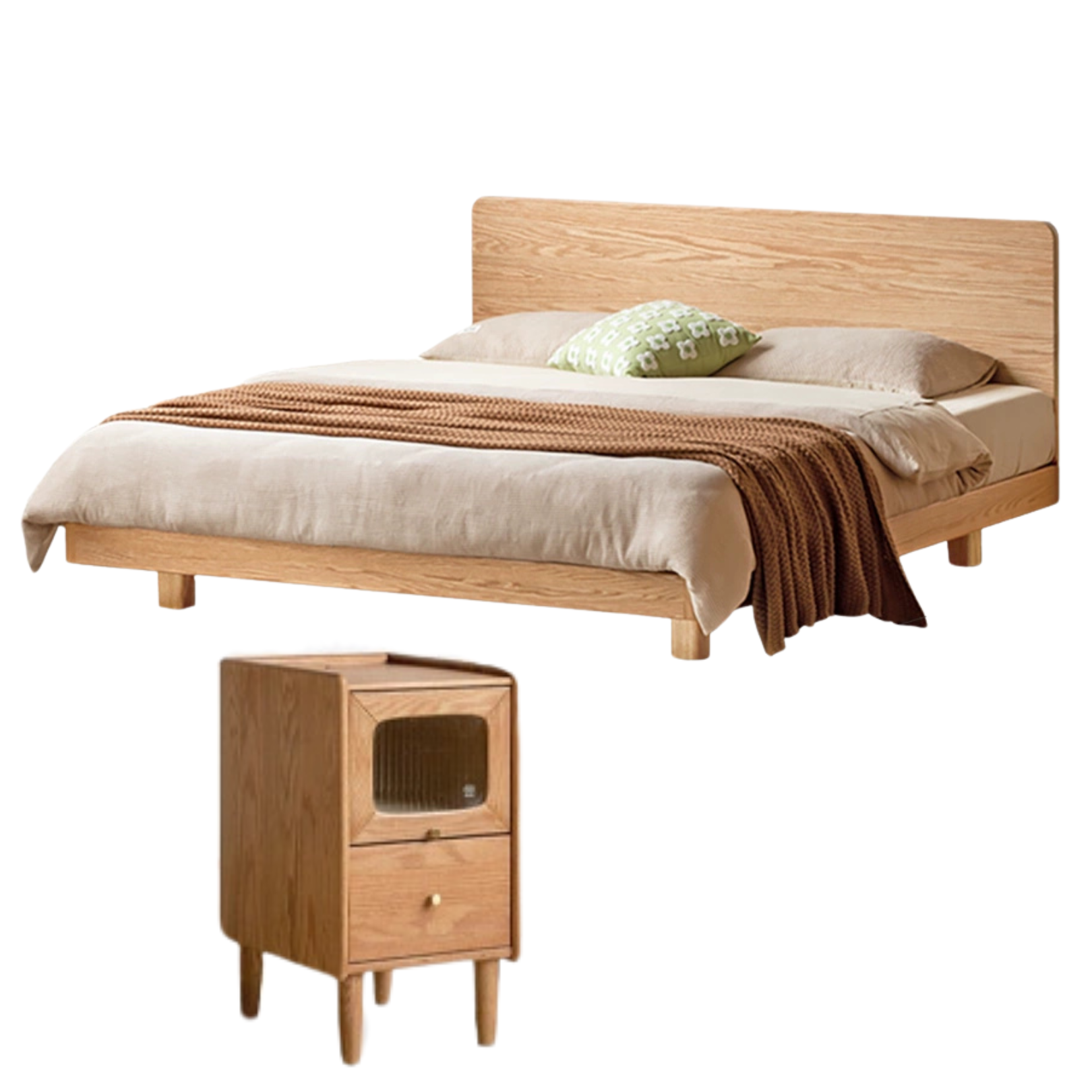 Oak Solid Wood Suspension Bed Large Board