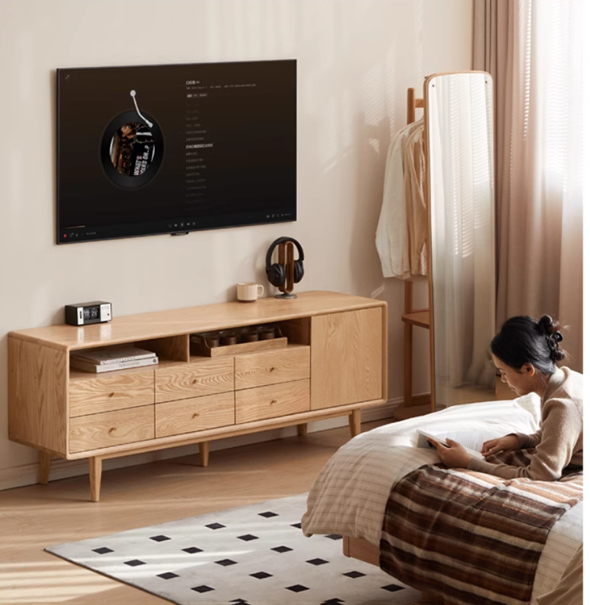 Oak Solid Wood Bedroom TV Cabinet: