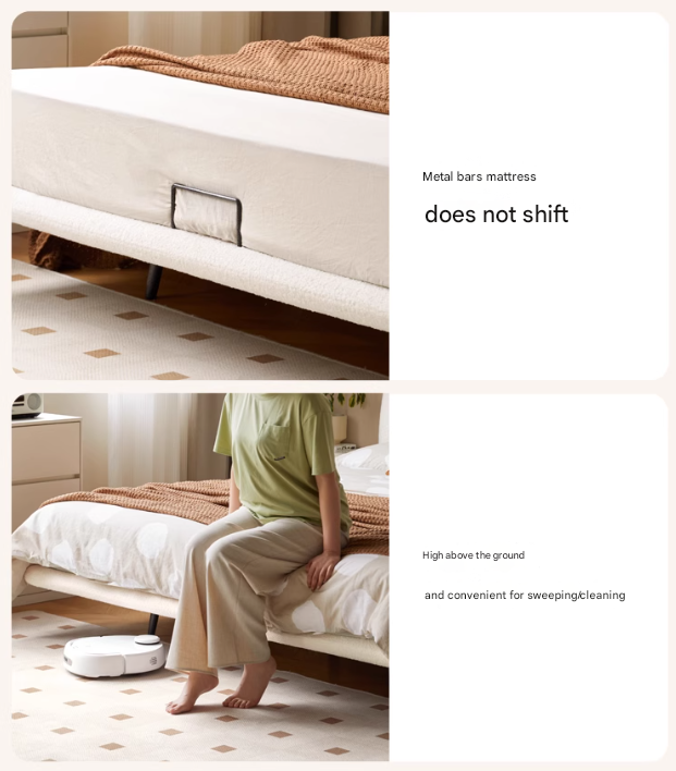 Fabric Soft Luminous White Suspension Bed imitation lamb fleece