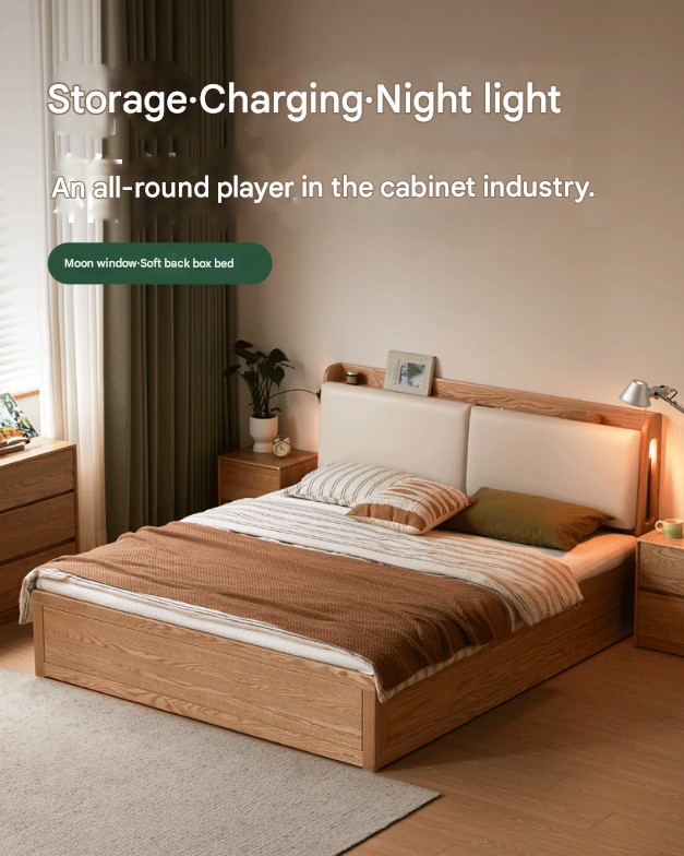 Oak Solid Wood Box Bed Storage Technology Cloth