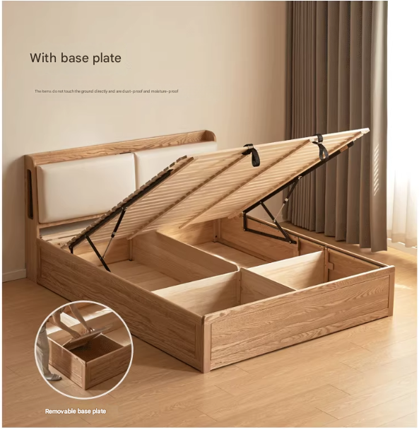 Oak Solid Wood Box Bed Storage Technology Cloth