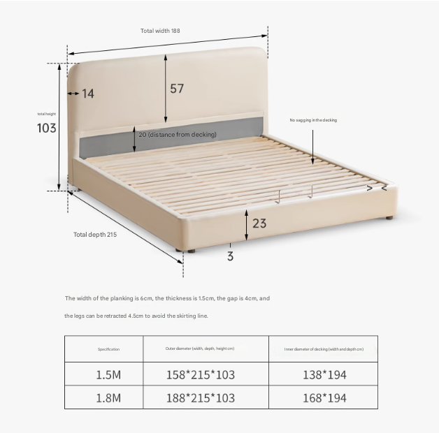 Technology Fabric Bed Cream Soft Minimalist