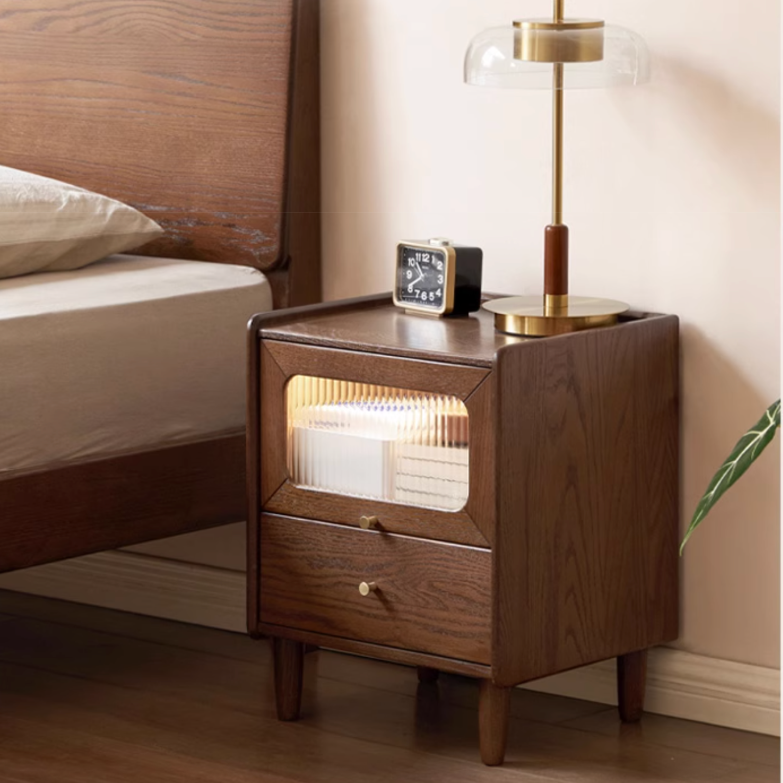 Solid Longan Hardwood, Oak Solid Wood Modern Style Nightstand