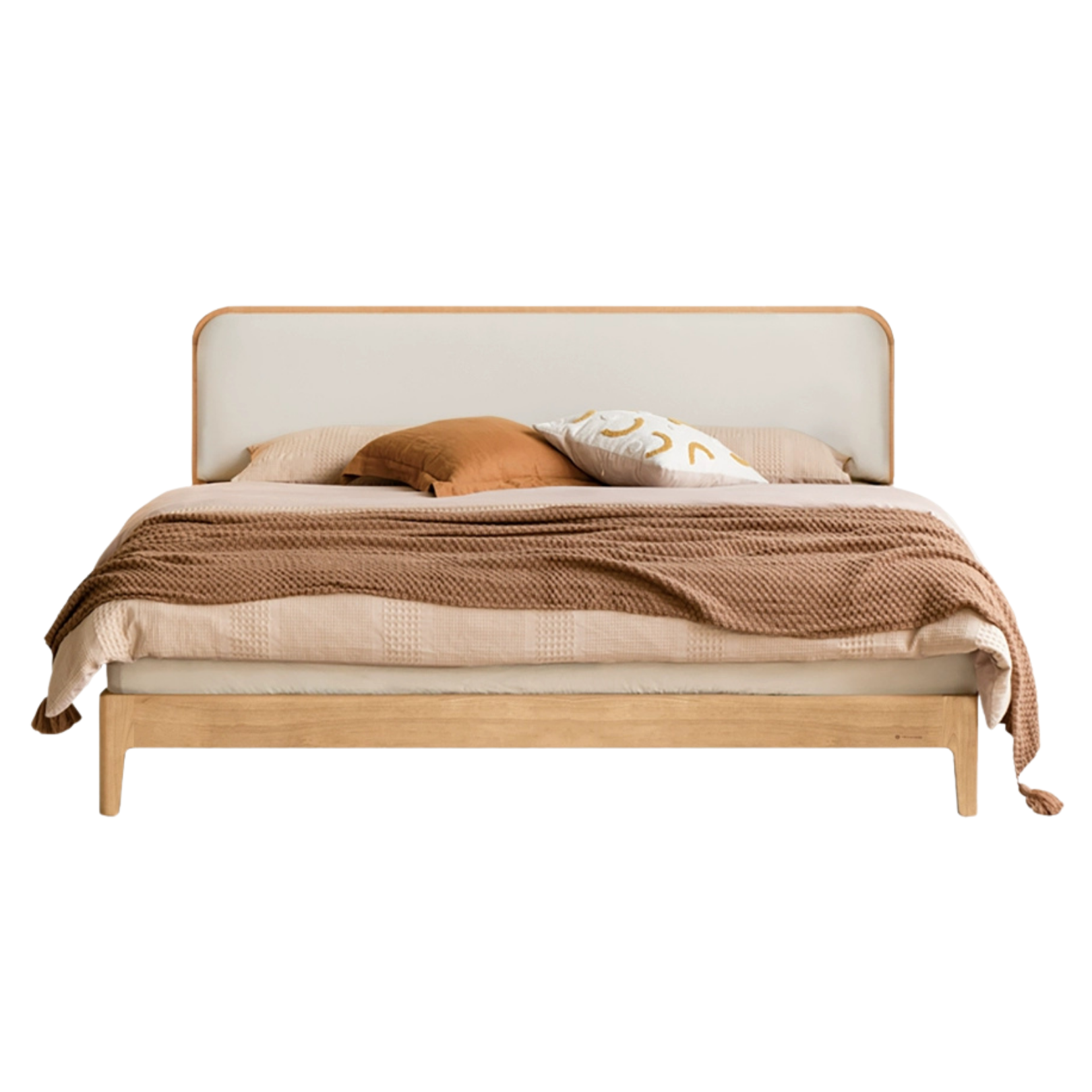 Oak Solid Wood Bed Technology Fabric,suede