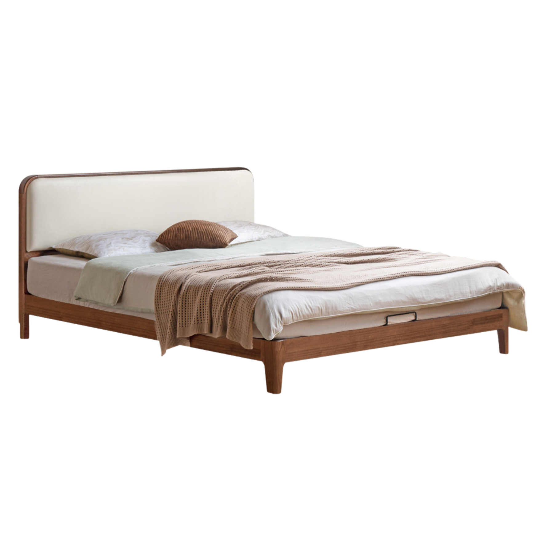 Rubber wood, Oak Solid Wood Bed Technology Fabric