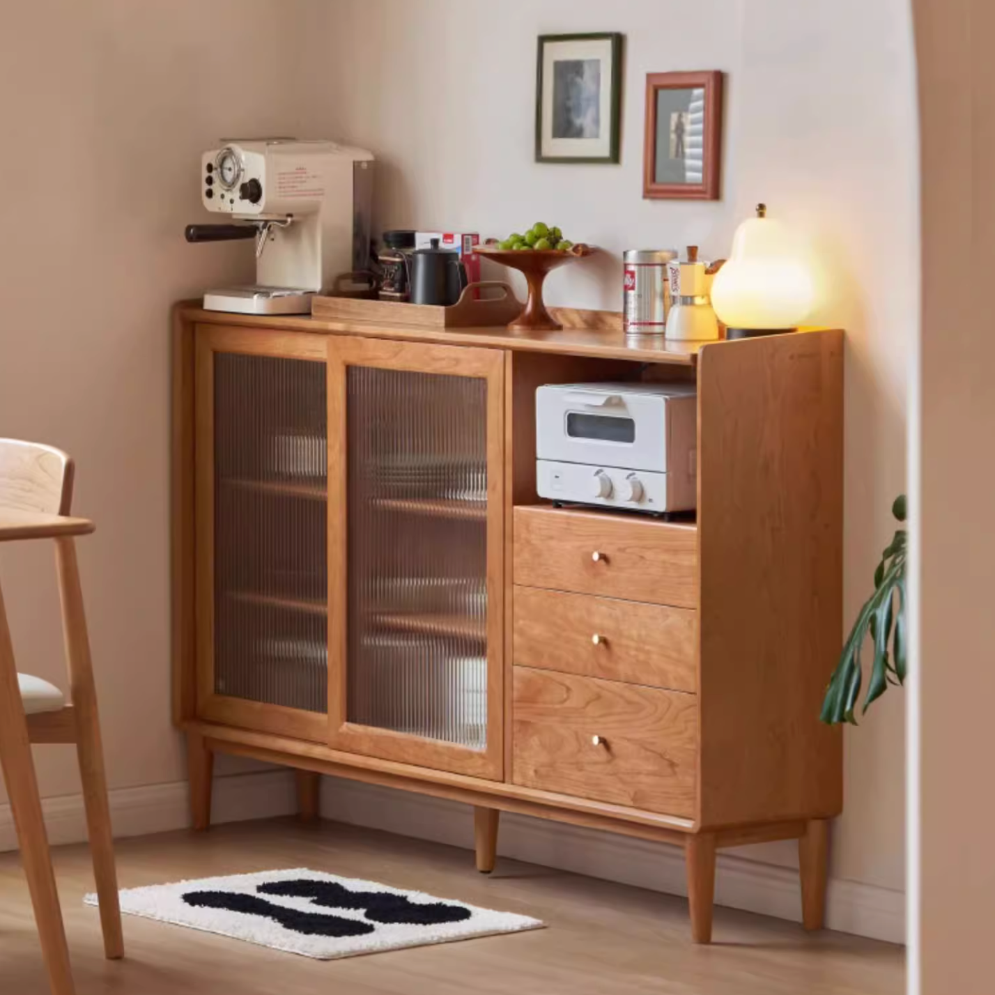 Cherry Solid Wood Ancient Style Ultra Thin Side Cabinet