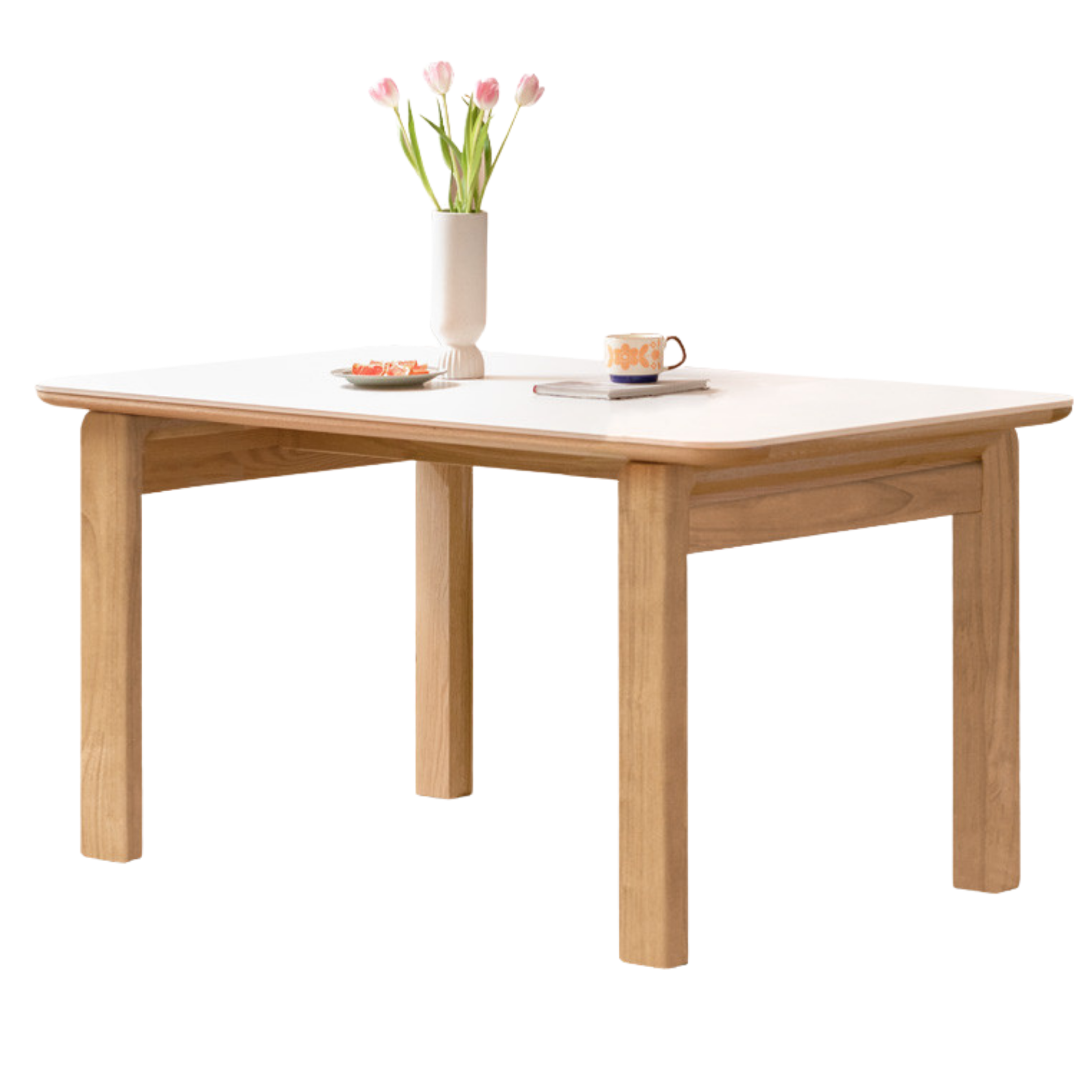 Oak Solid Wood, Solid Rubberwood Slate Dining Table
