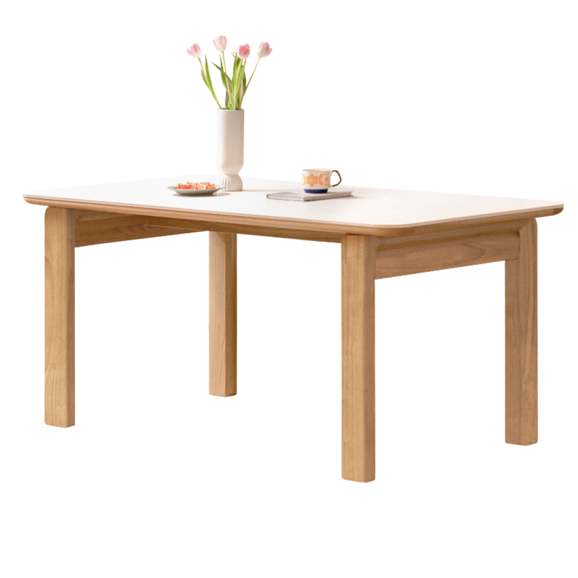 Oak Solid Wood, Solid Rubberwood Slate Dining Table