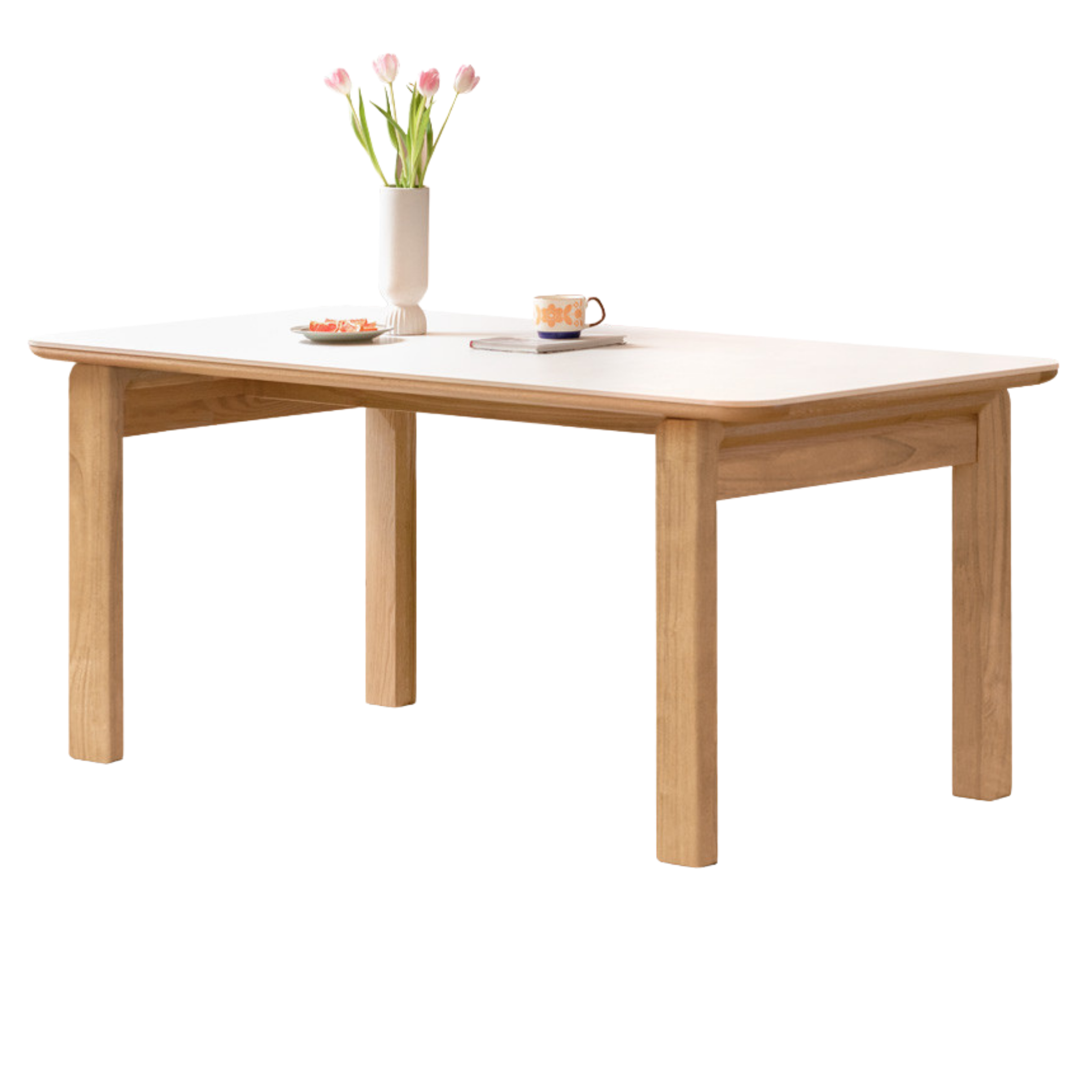 Oak Solid Wood, Solid Rubberwood Slate Dining Table