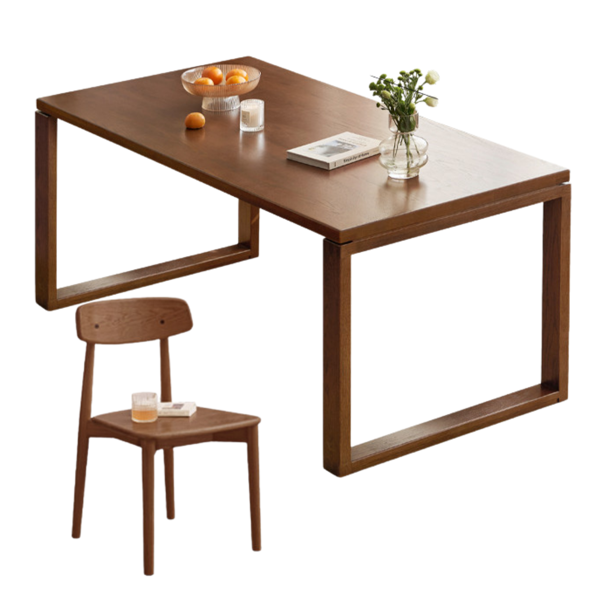 Black Walnut, Oak Solid Wood Long Dining Table