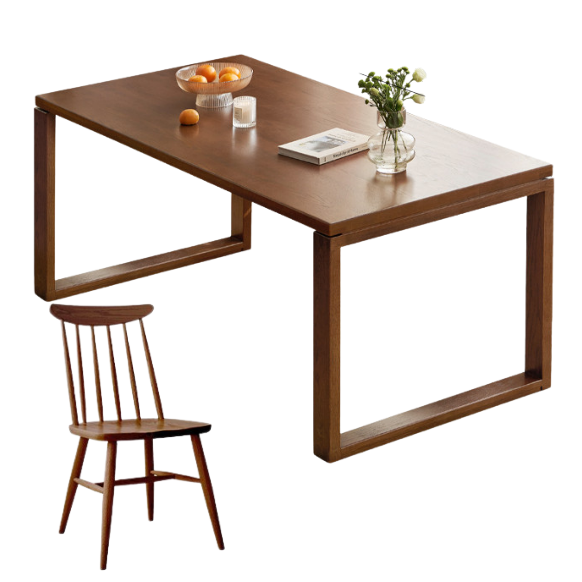 Black Walnut, Oak Solid Wood Long Dining Table