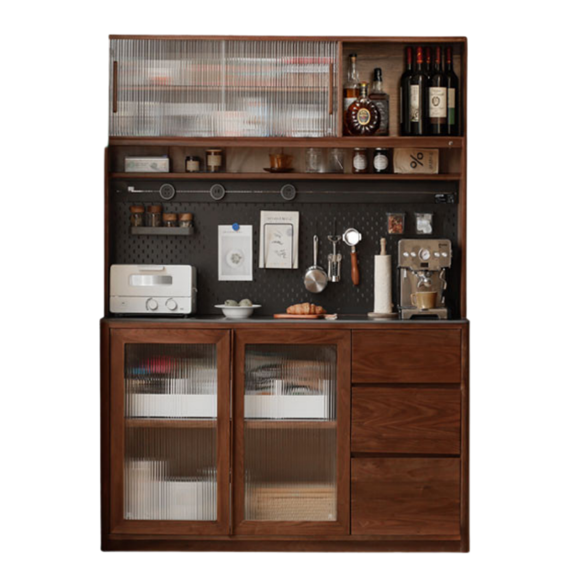 Sandalwood, Black Walnut, Ash Solid Wood Sideboard Hole Storage