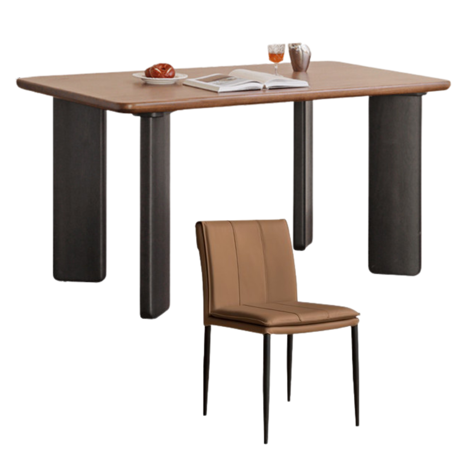 Black Walnut Solid Wood Light Luxury Rectangular Dining Table