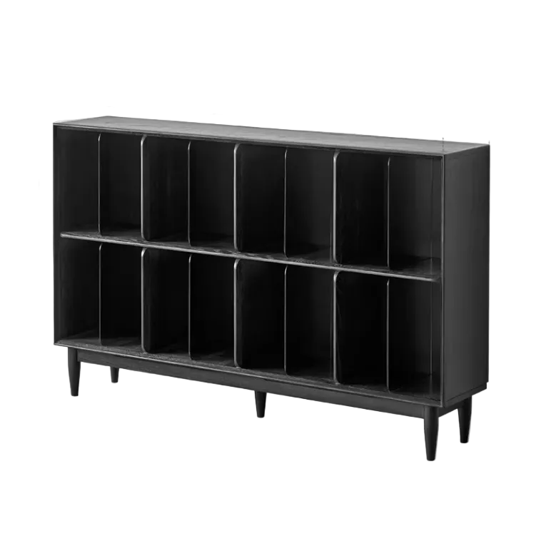 Oak, Ash Solid Wood Black Modern Bookcase