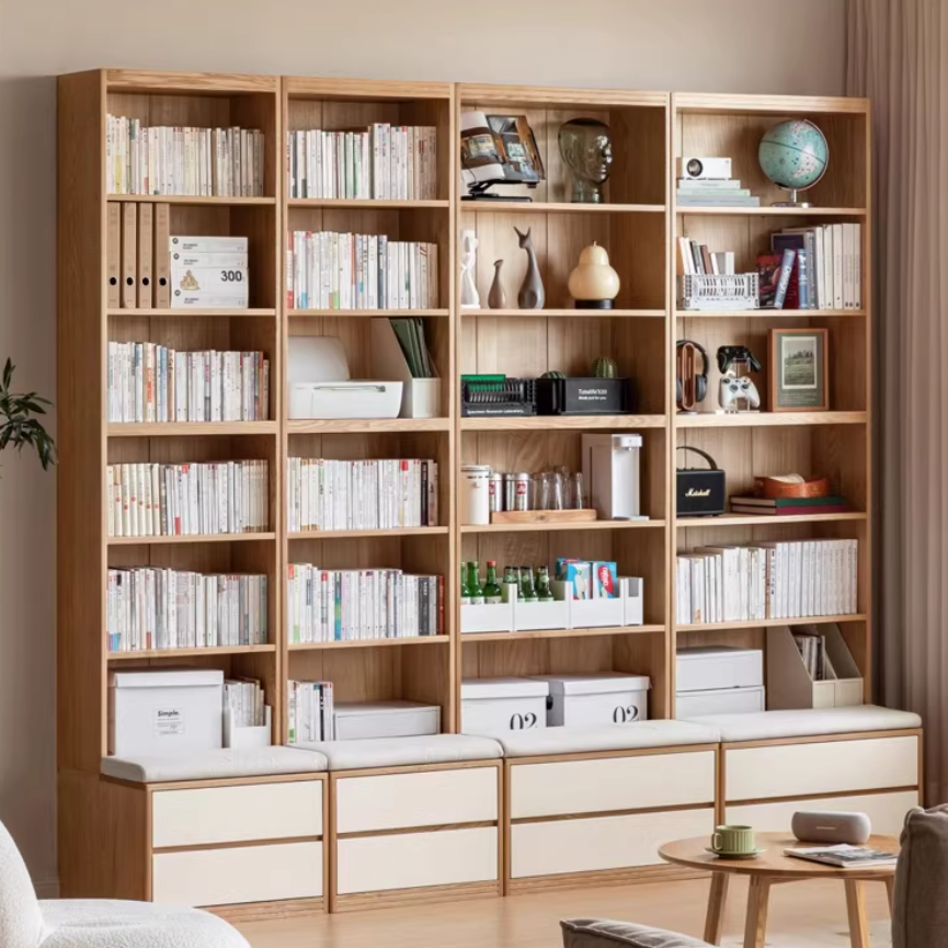 Oak Solid Wood Cream Style Bookcase