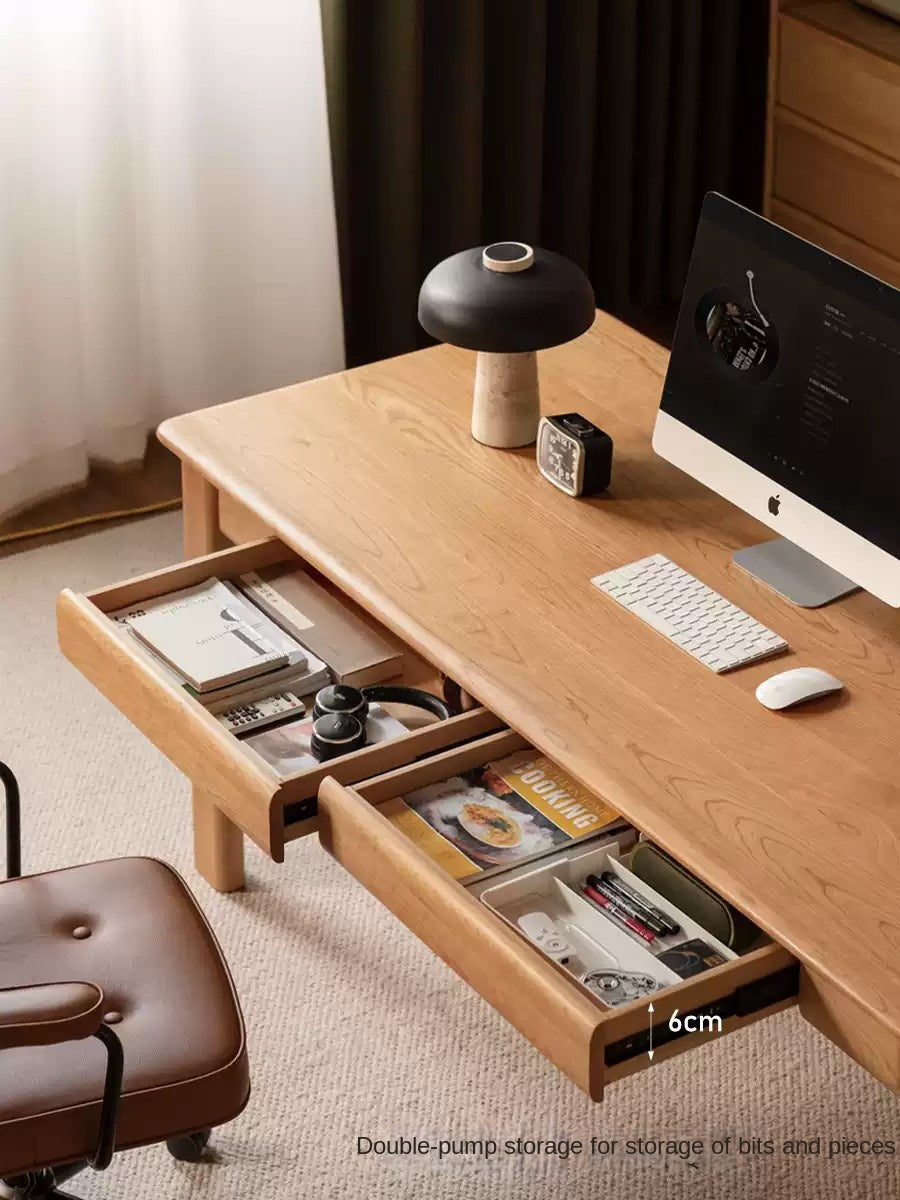 Cherry Solid Wood Computer Desk Large Size