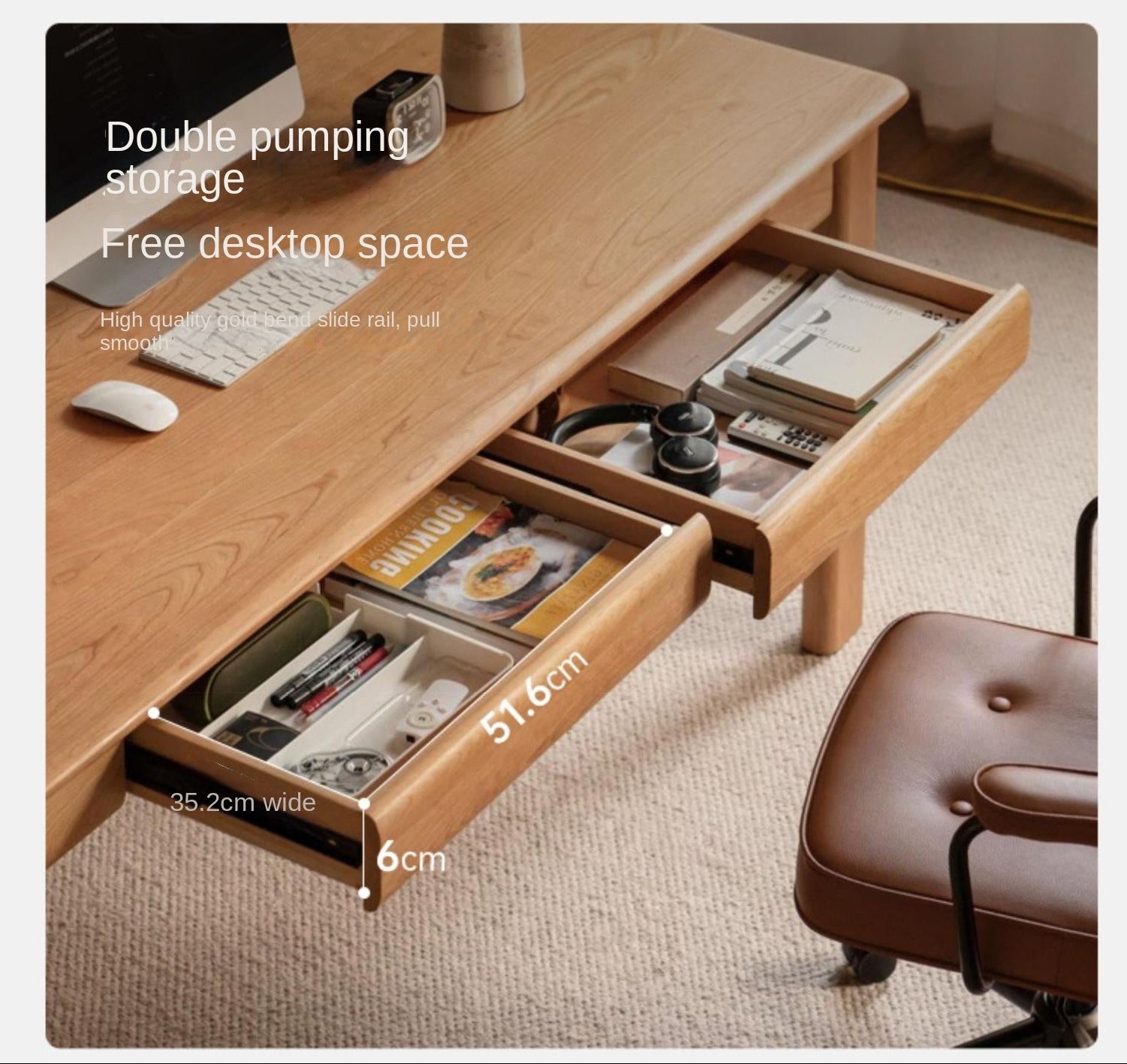 Cherry Solid Wood office Desk Large Size.