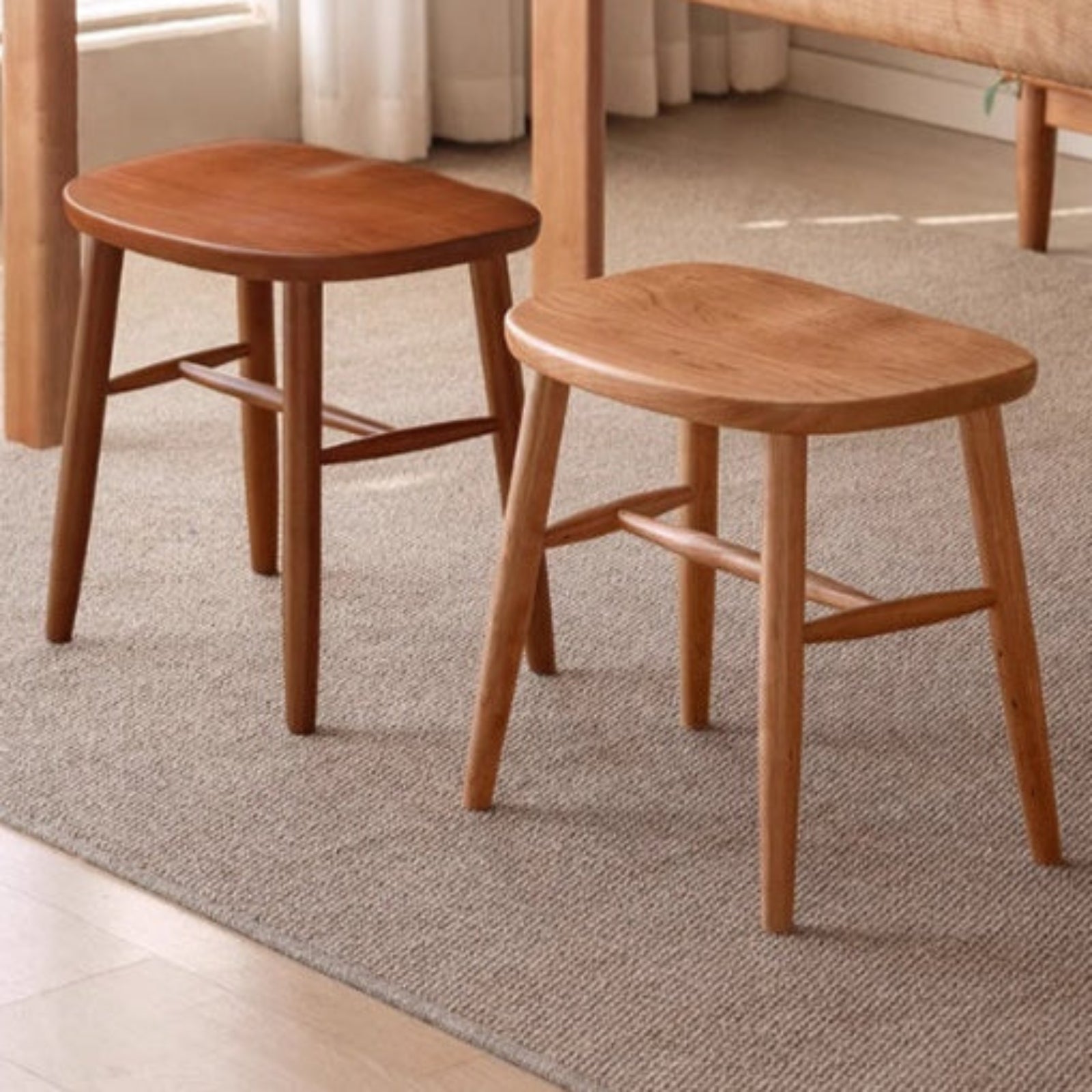 Cherry, Beech Solid Wood Retro Makeup Stool