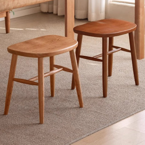 Cherry Solid Wood Retro Makeup Stool