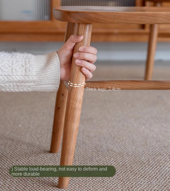 Cherry Solid Wood Retro Makeup Stool