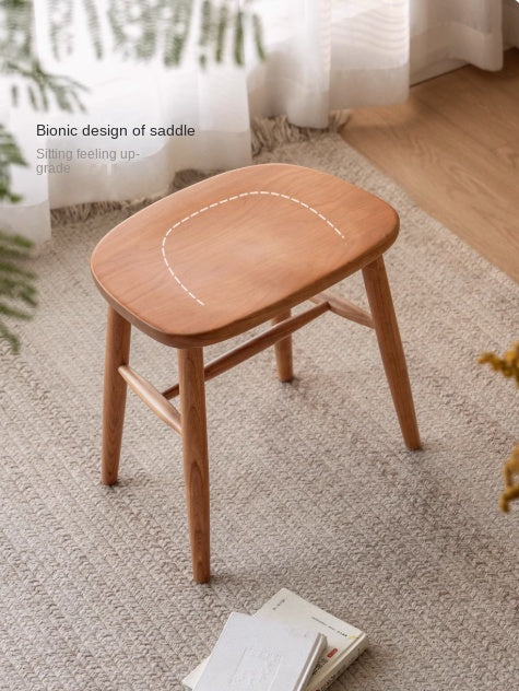 Cherry Solid Wood Retro Makeup Stool