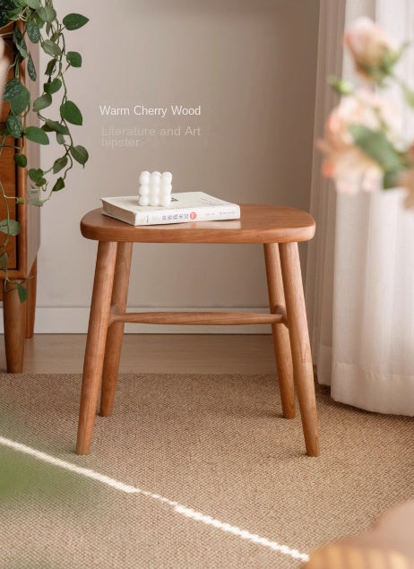 Cherry Solid Wood Retro Makeup Stool