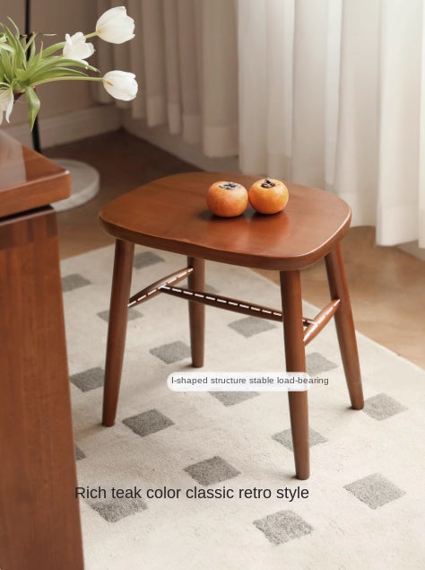 Cherry Solid Wood Retro Makeup Stool