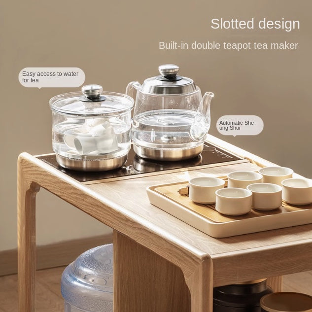 Oak Solid Wood Movable Kettle Integrated Tea Table