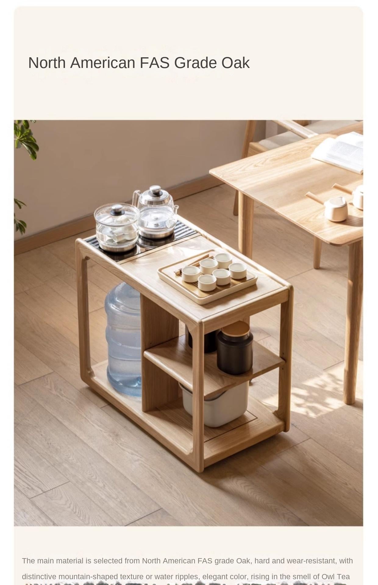 Oak Solid Wood Movable Kettle Integrated Tea Table