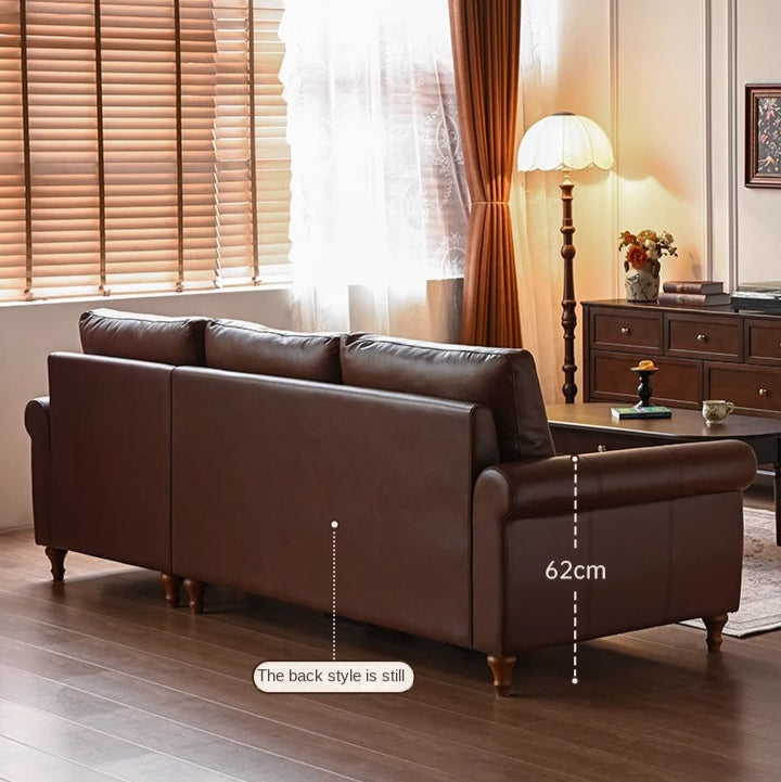 Genuine Leather Sofa Living Room American Retro Sofa