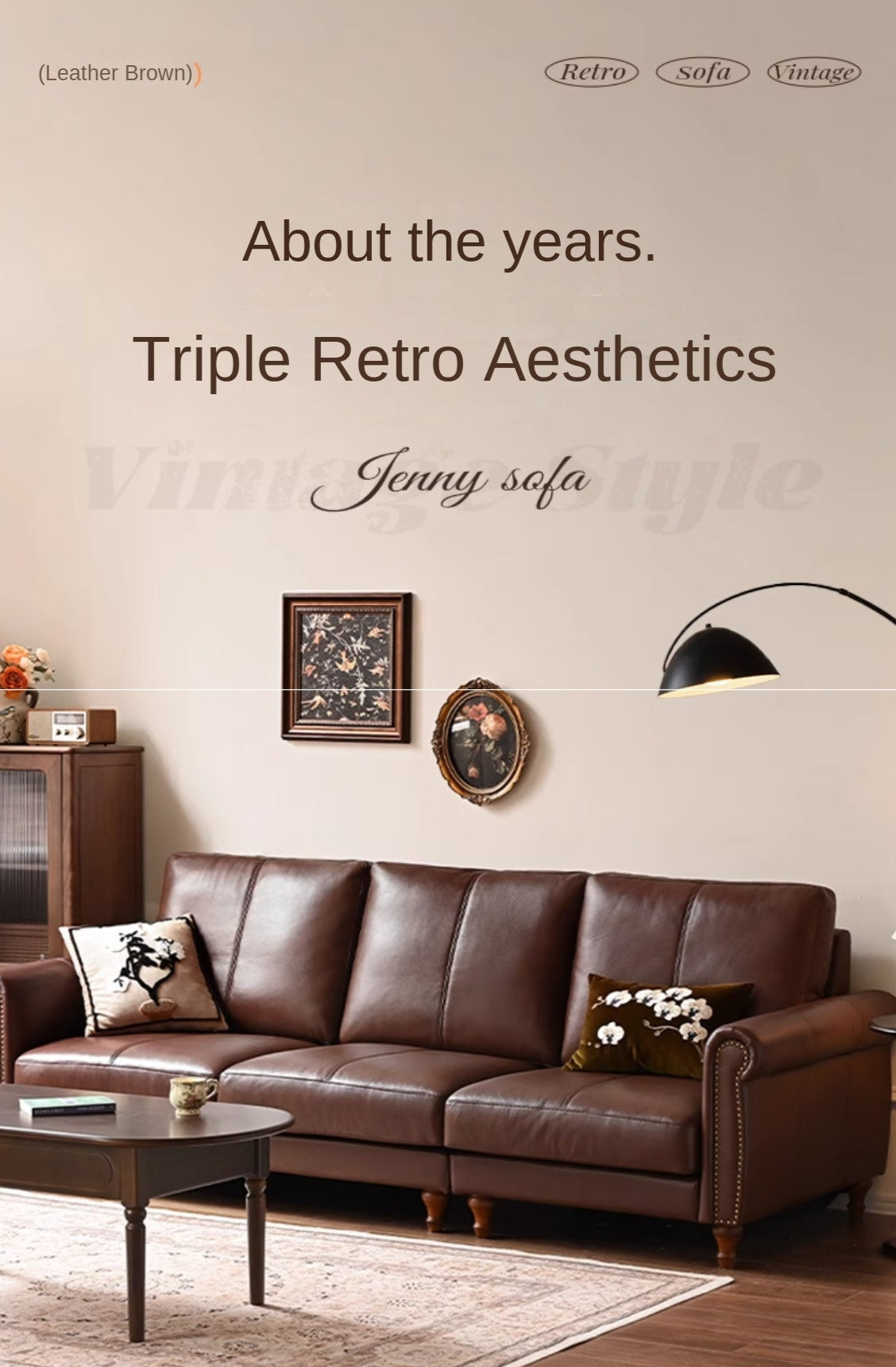 Genuine Leather Sofa Living Room American Retro Sofa