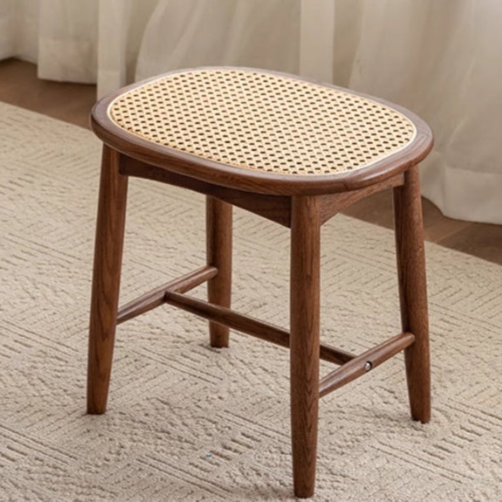 Black Walnut, Oak Solid Wood Modern Makeup Stool