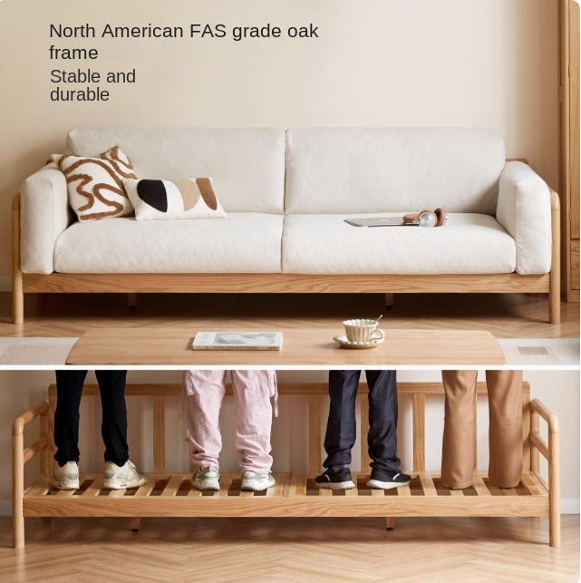 Oak Solid Wood Modern Straight Fabric Sofa