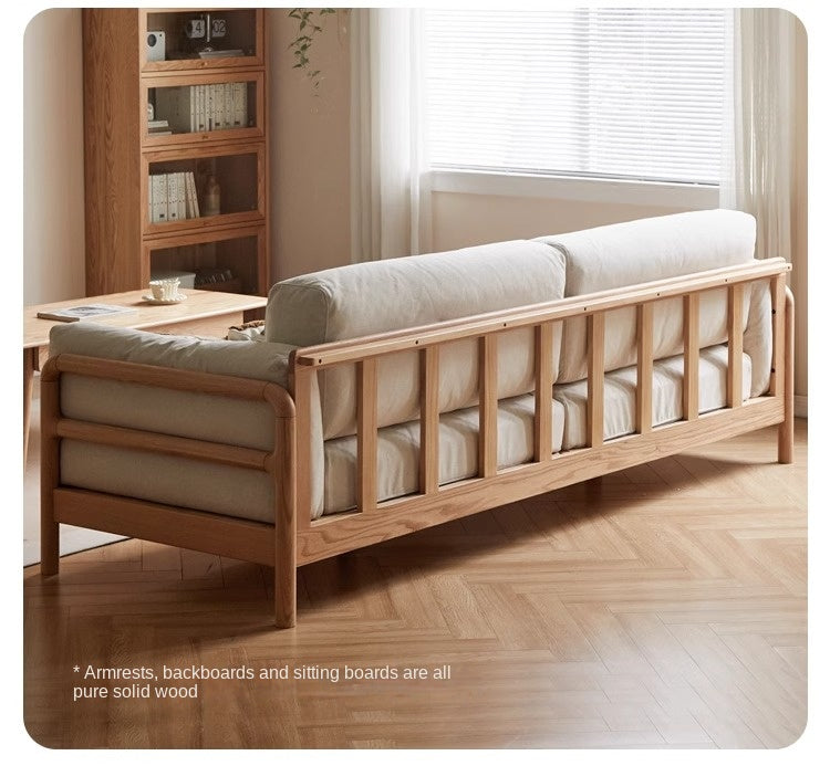 Oak Solid Wood Modern Straight Fabric Sofa