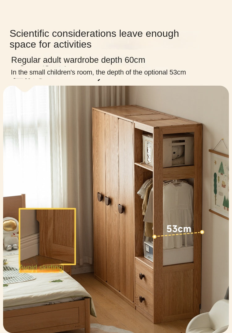 Oak Solid Wood Children's Wardrobe