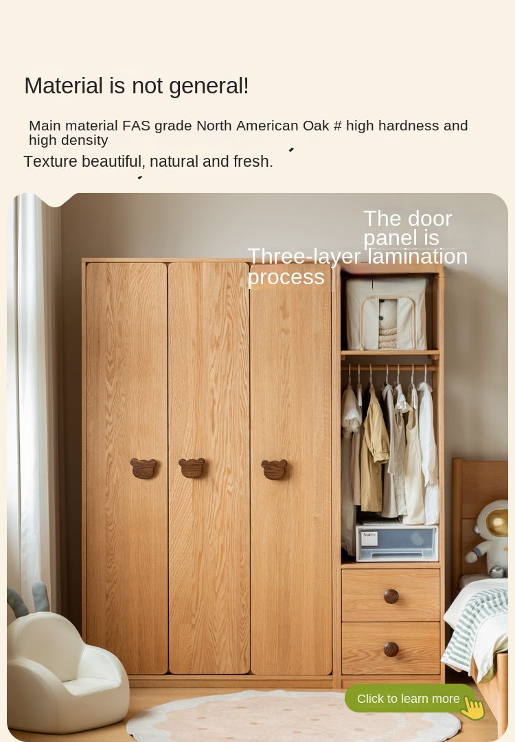 Oak Solid Wood Children's Wardrobe