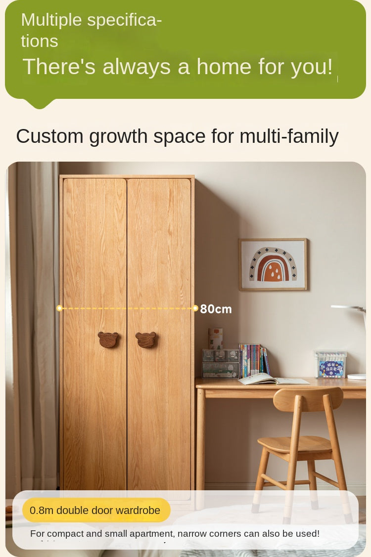 Oak Solid Wood Children's Wardrobe