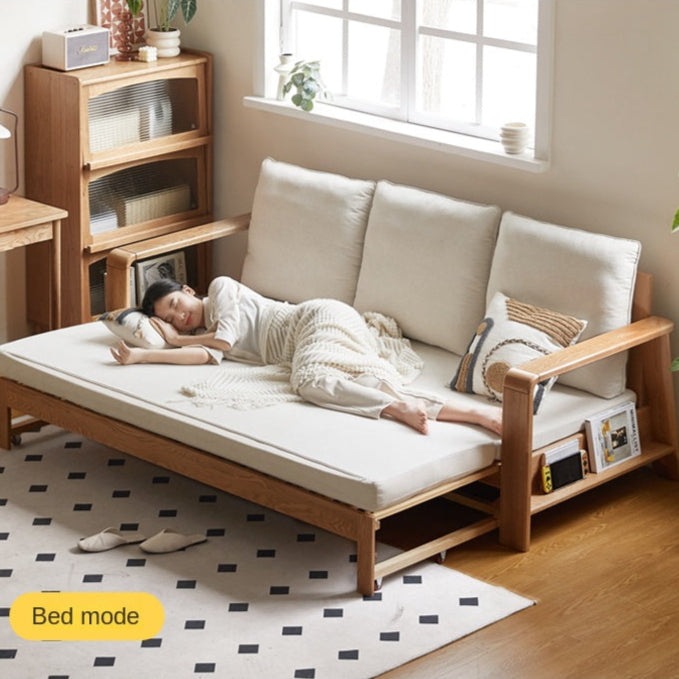 Oak Solid Wood Nordic Telescopic Sofa Bed