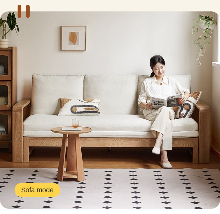 Oak Solid Wood Nordic Telescopic Sofa Bed