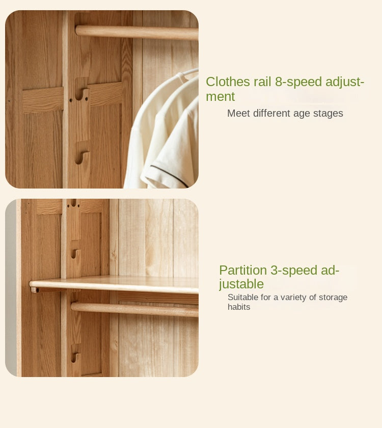 Oak Solid Wood Children's Wardrobe
