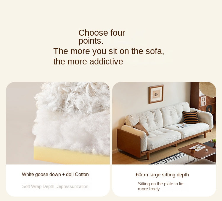 Rubber Solid Wood Fabric Sofa Ancient Style