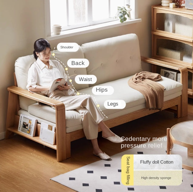 Oak Solid Wood Nordic Telescopic Sofa Bed