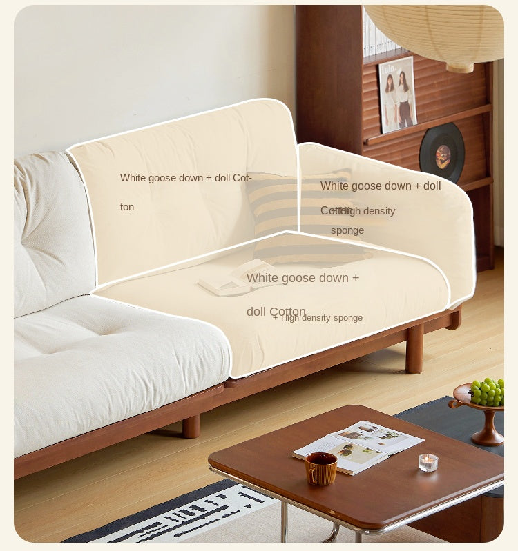 Rubber Solid Wood Fabric Sofa Ancient Style