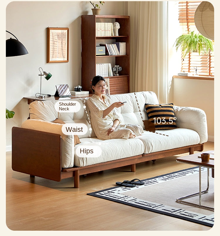 Rubber Solid Wood Fabric Sofa Ancient Style