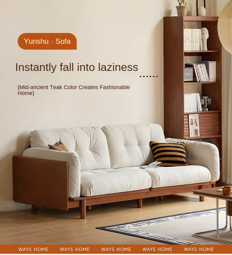 Rubber Solid Wood Fabric Sofa Ancient Style