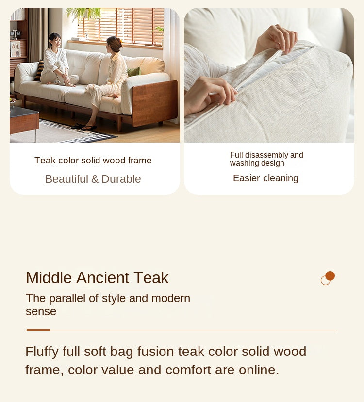 Rubber Solid Wood Fabric Sofa Ancient Style