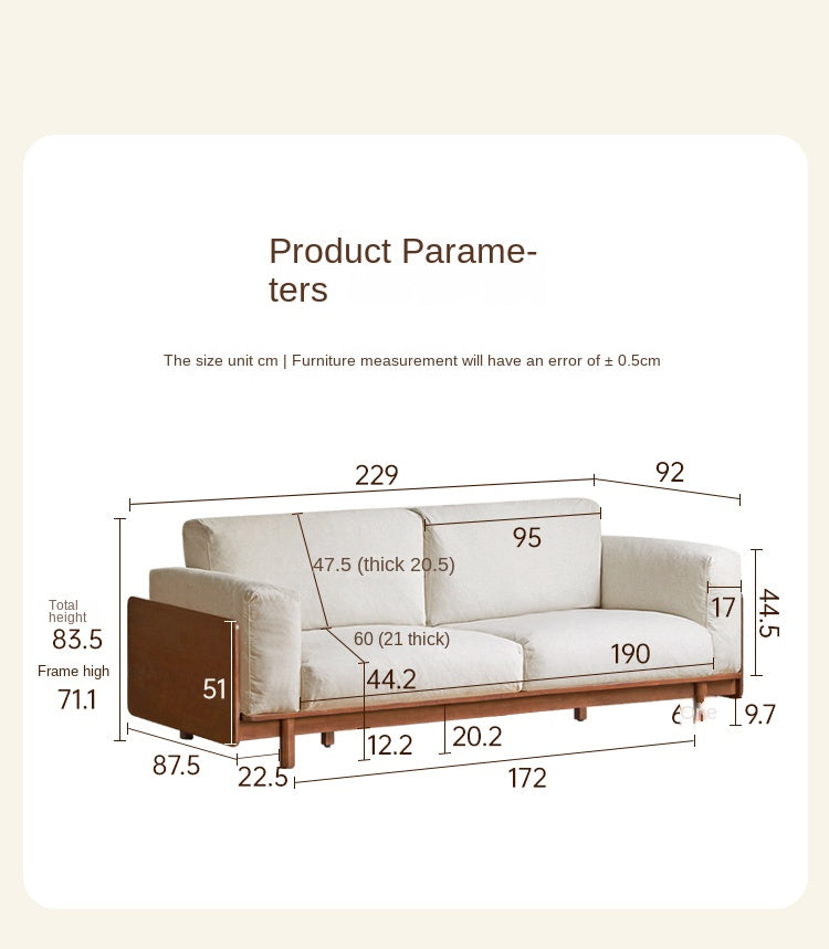 Rubber Solid Wood Fabric Sofa Ancient Style